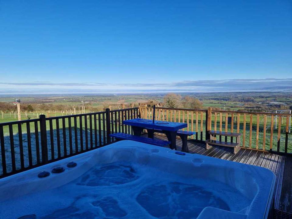 Hot tub looking out over the Solway