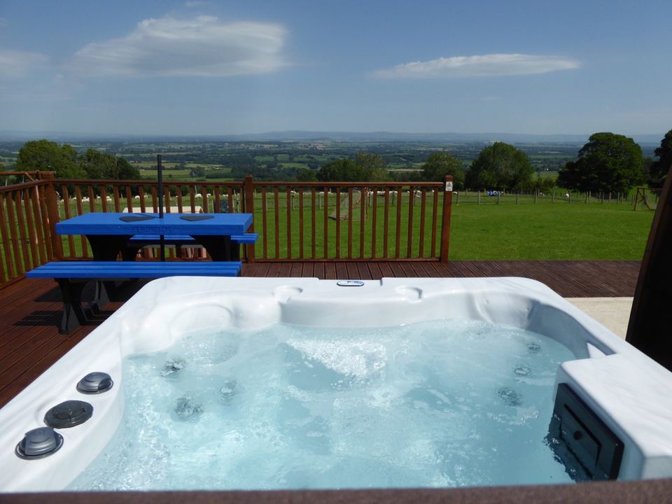 Hot tub and deck with a view