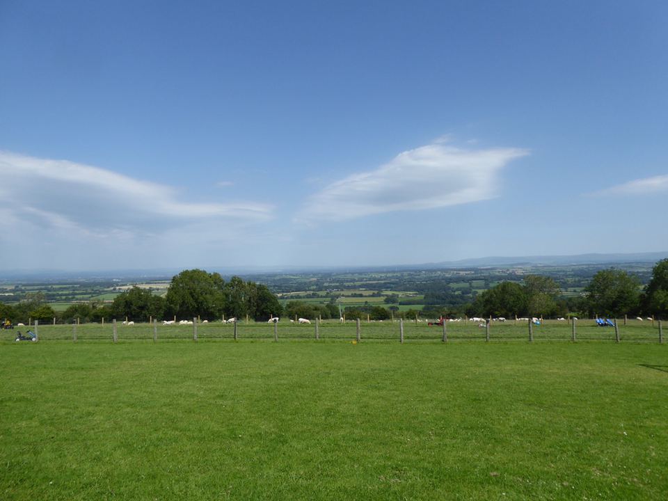 Open field and distant hills