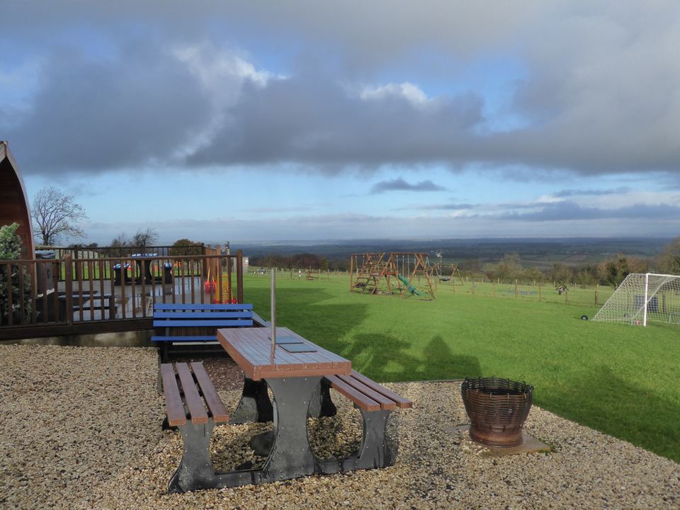Picnic bench and fire pit