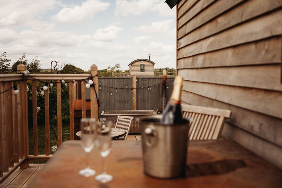 Hut deck looking over fields