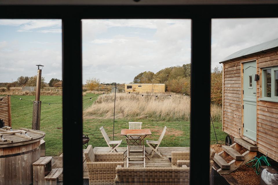 Hut terrace with hot tub