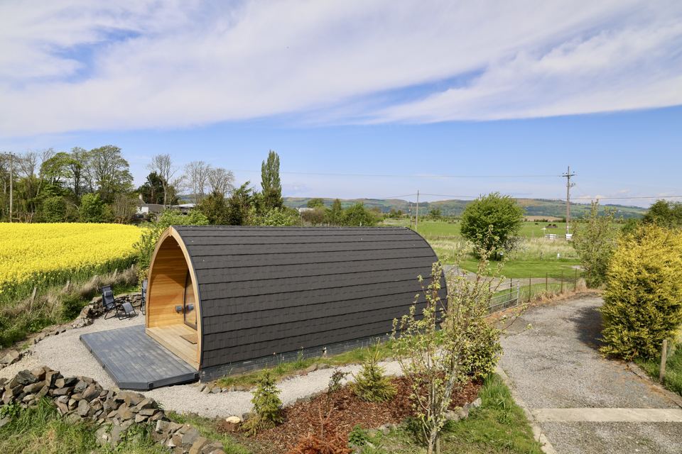 Glamping pod from the path