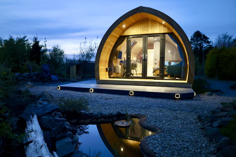 Pod and deck at dusk