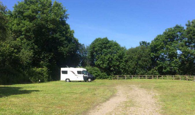 Motorhome on the grass and hardstanding