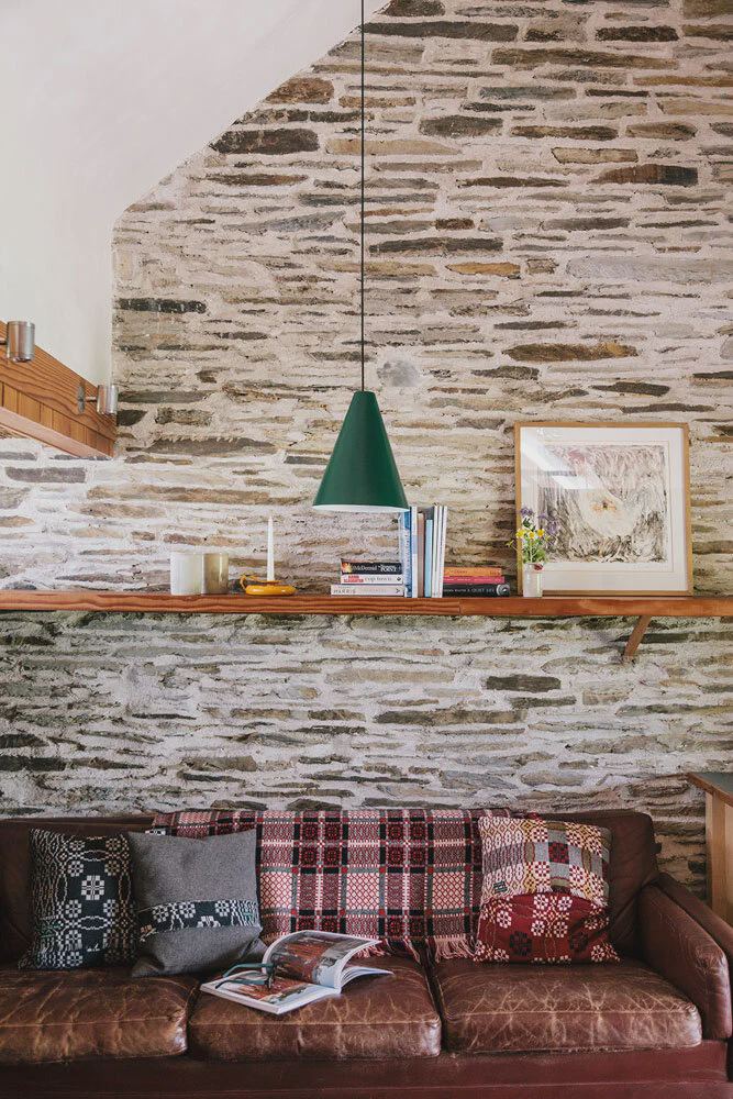 Stone-walled sofa corner