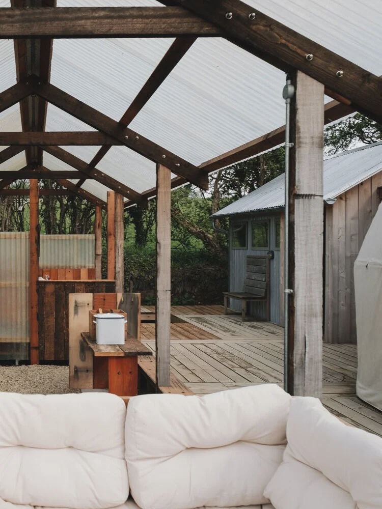 Covered deck and outdoor kitchen