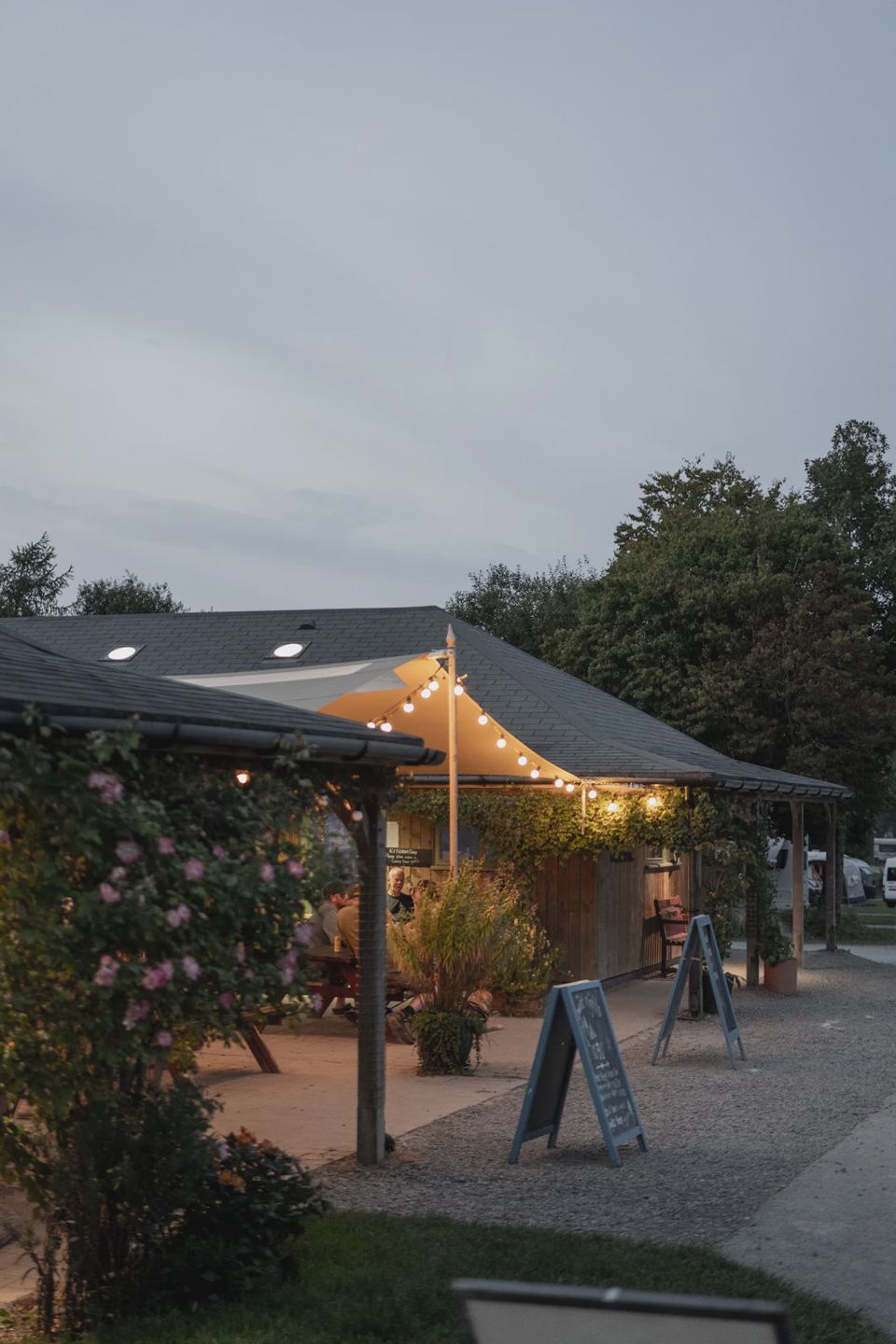 Coffee shop and bar in the evening