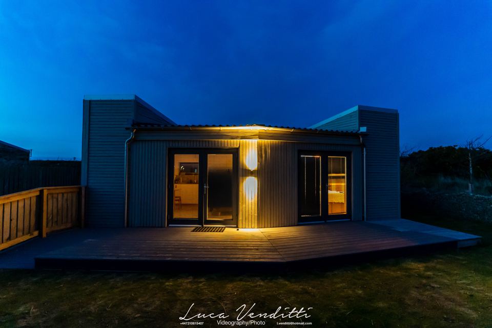 Eco wedge lit at dusk