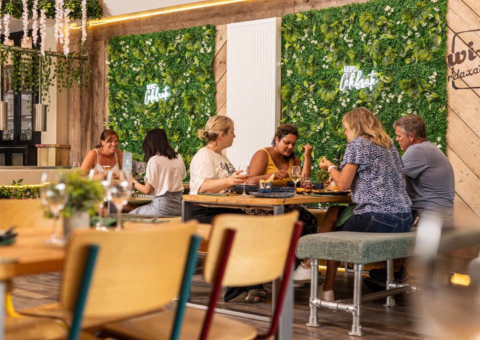 Eating at the restaurant terrace
