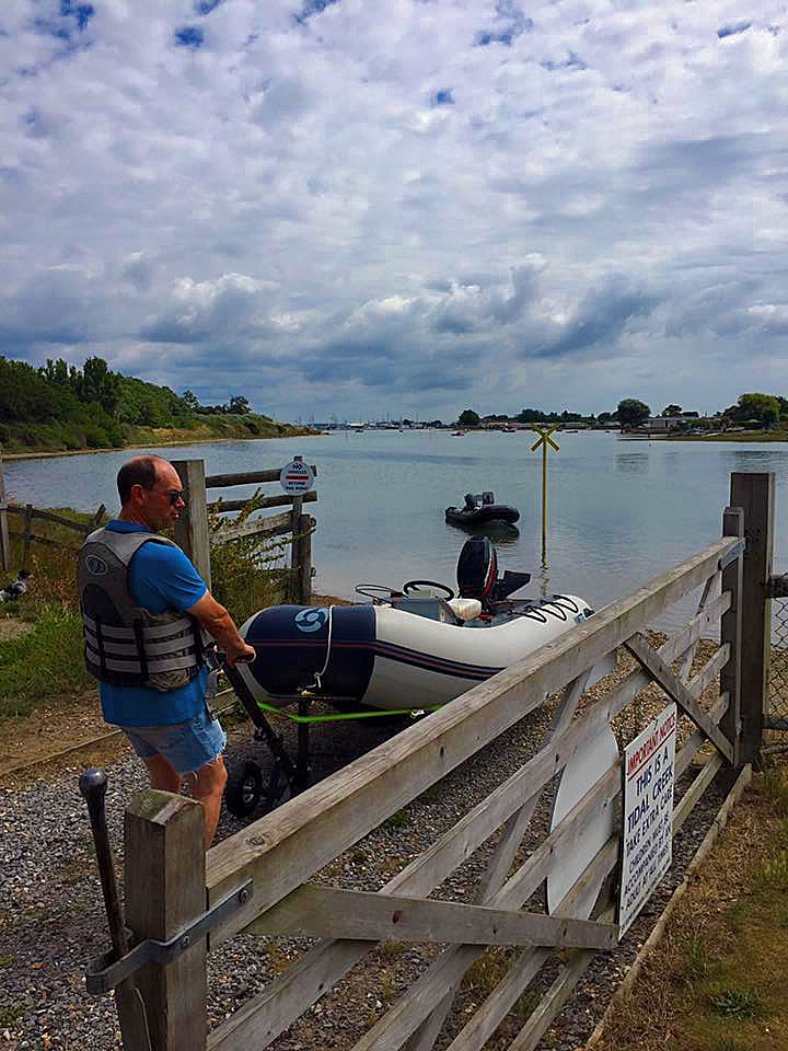 Launching a boat from the slipway