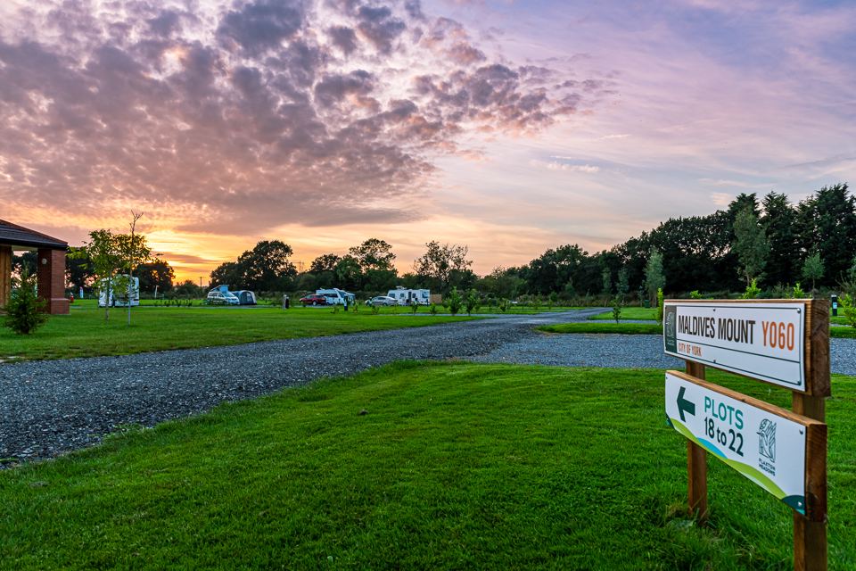 Pitches at sunset