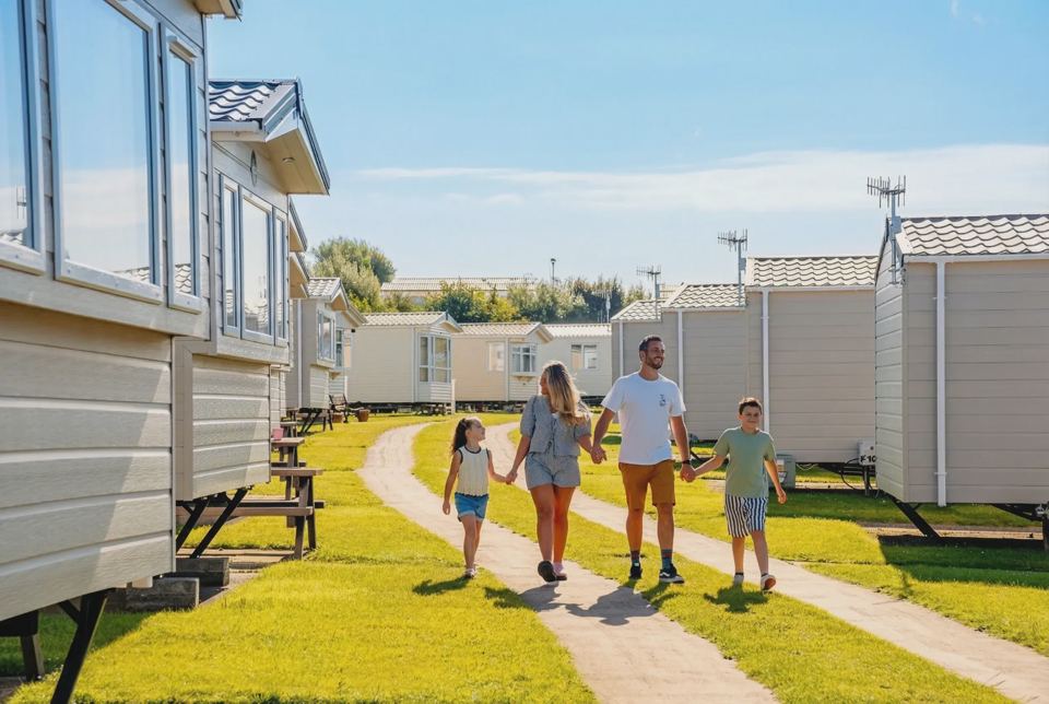 Rows of static caravans