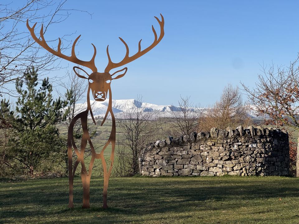 Metal stag sculpture in the grounds
