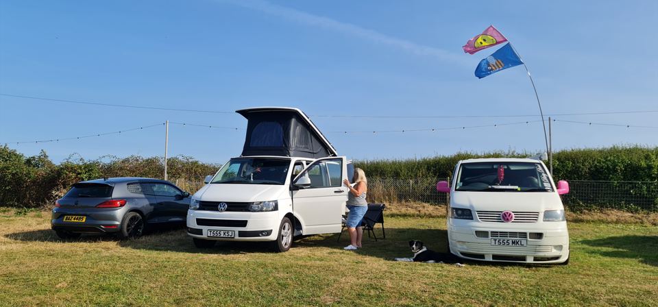 Campervans on grass pitches