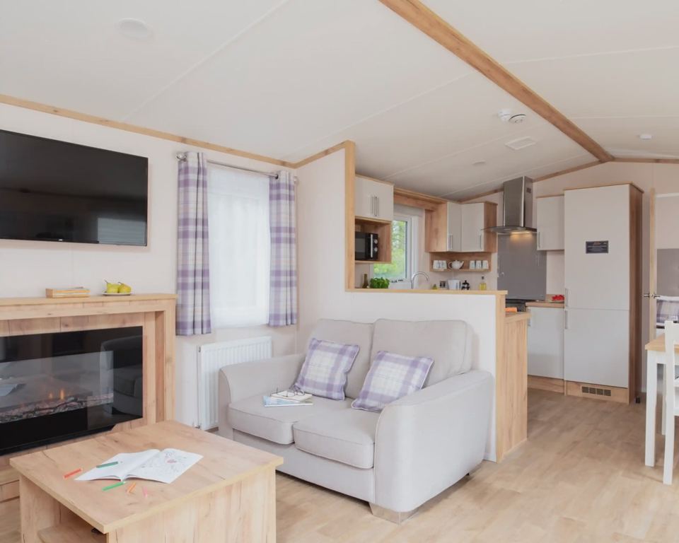 Caravan lounge and kitchen