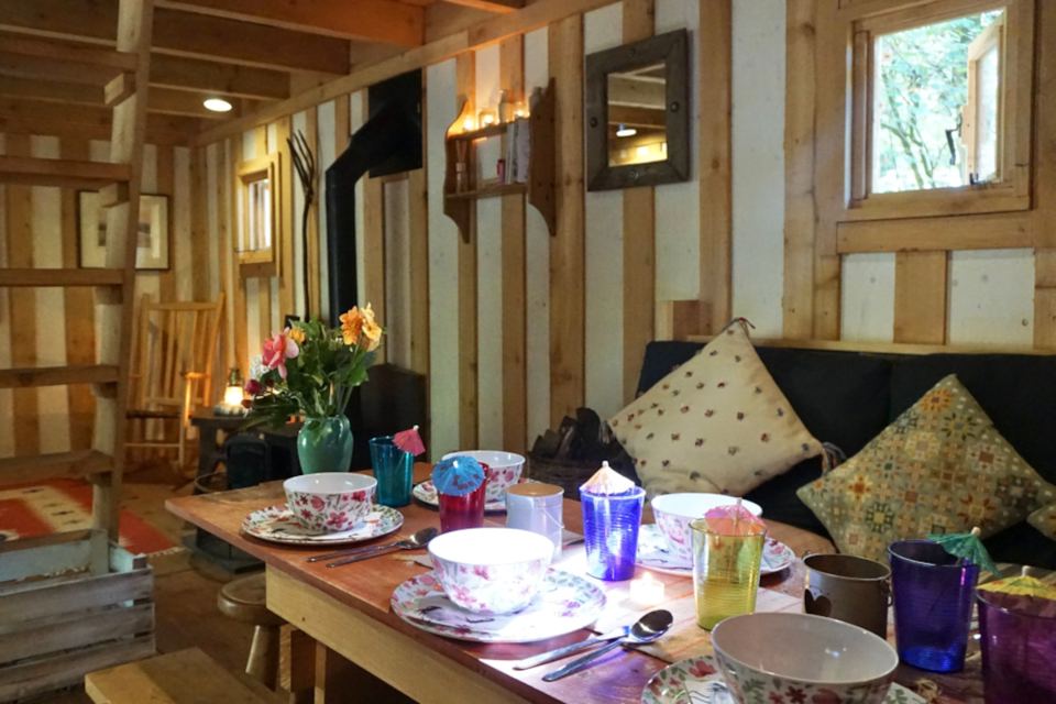 Dining table set for tea