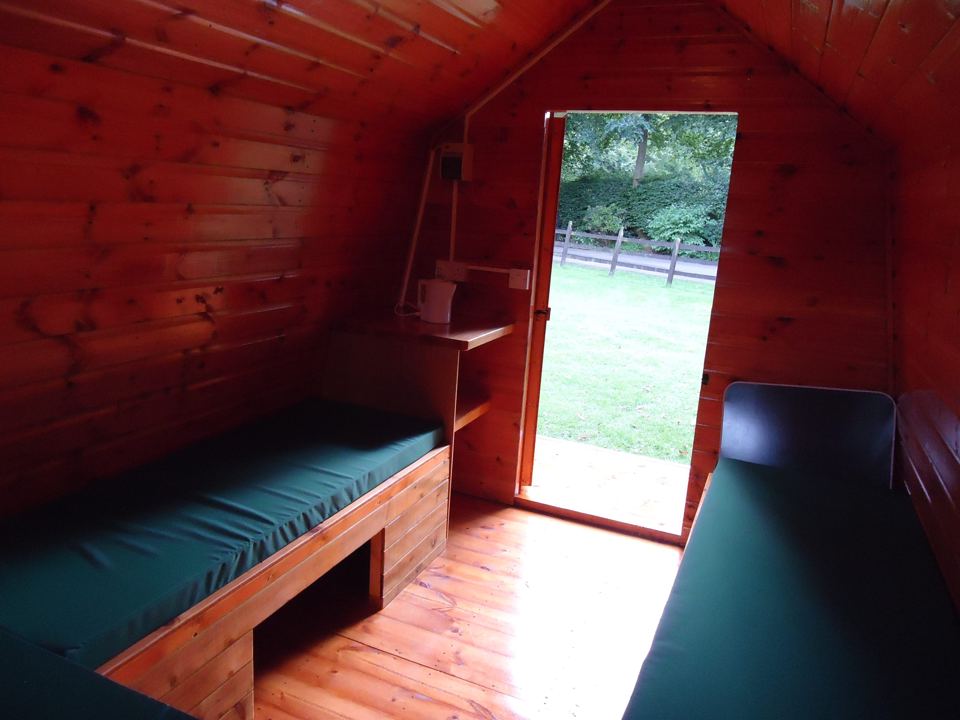 Inside a wooden cabin
