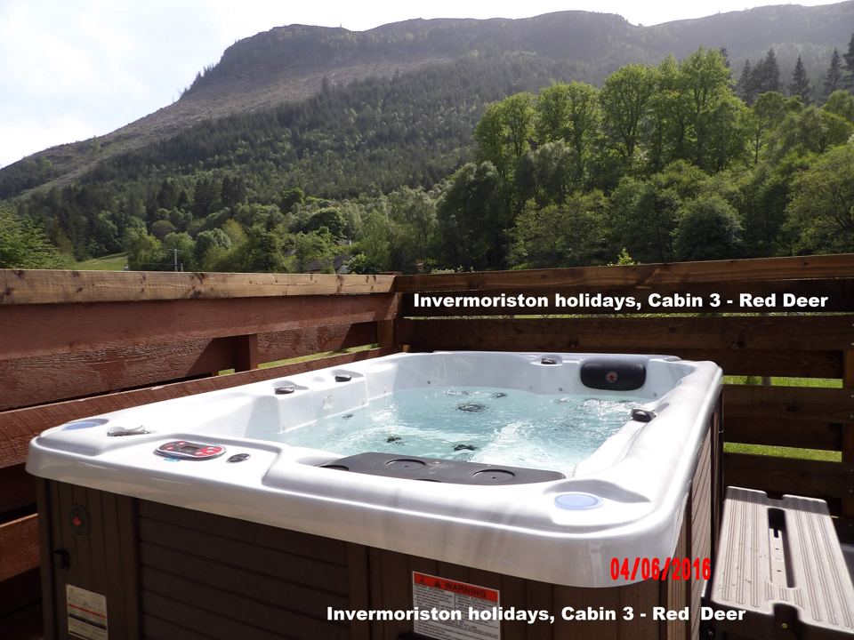 Hot tub on a cabin deck