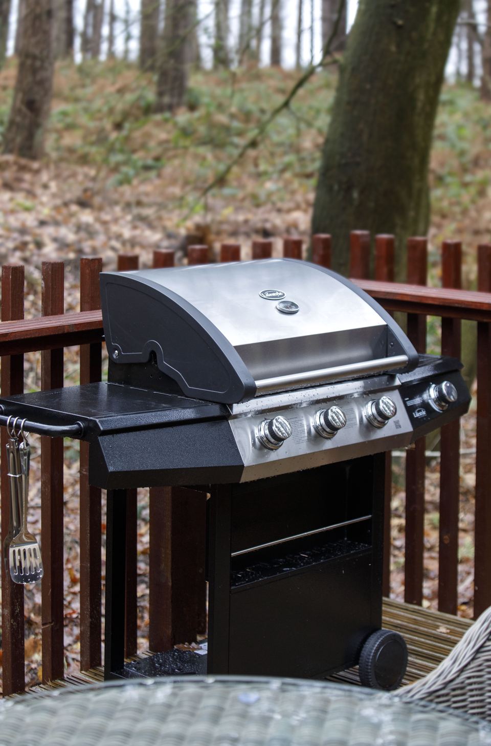 Gas barbecue on the decking