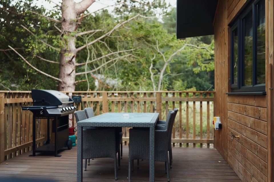 Decking with a gas barbecue