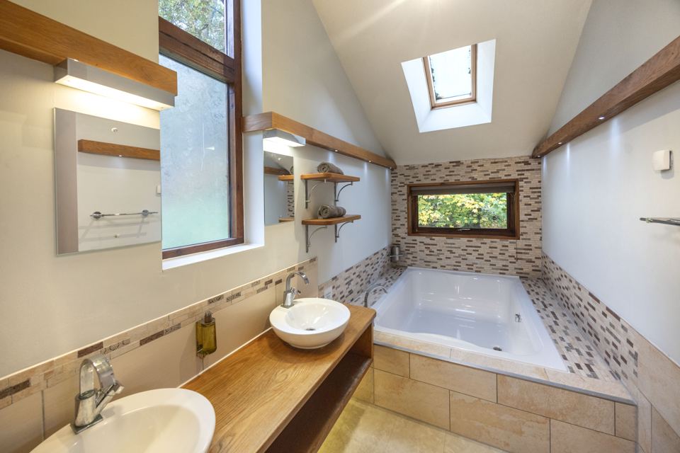 Cabin bathroom with a bath