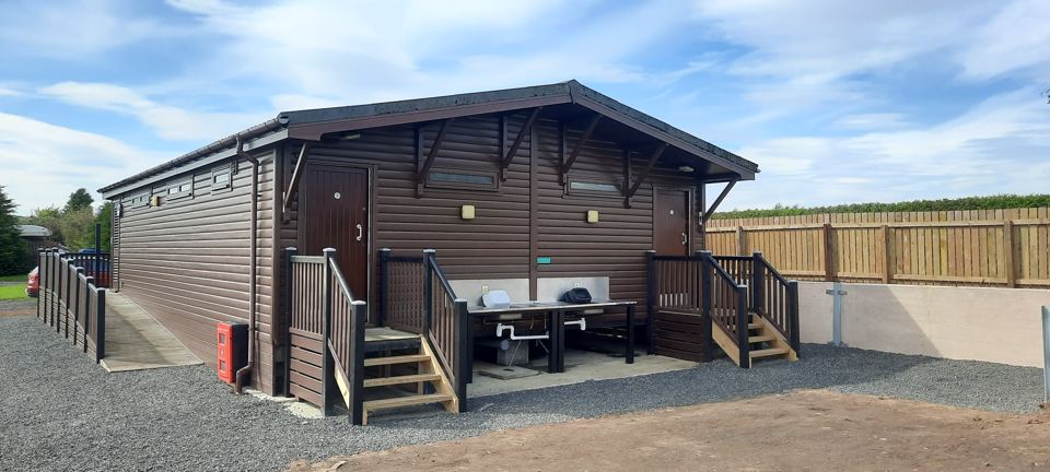 Toilet and shower block