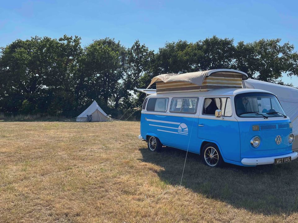 Camper van and tent
