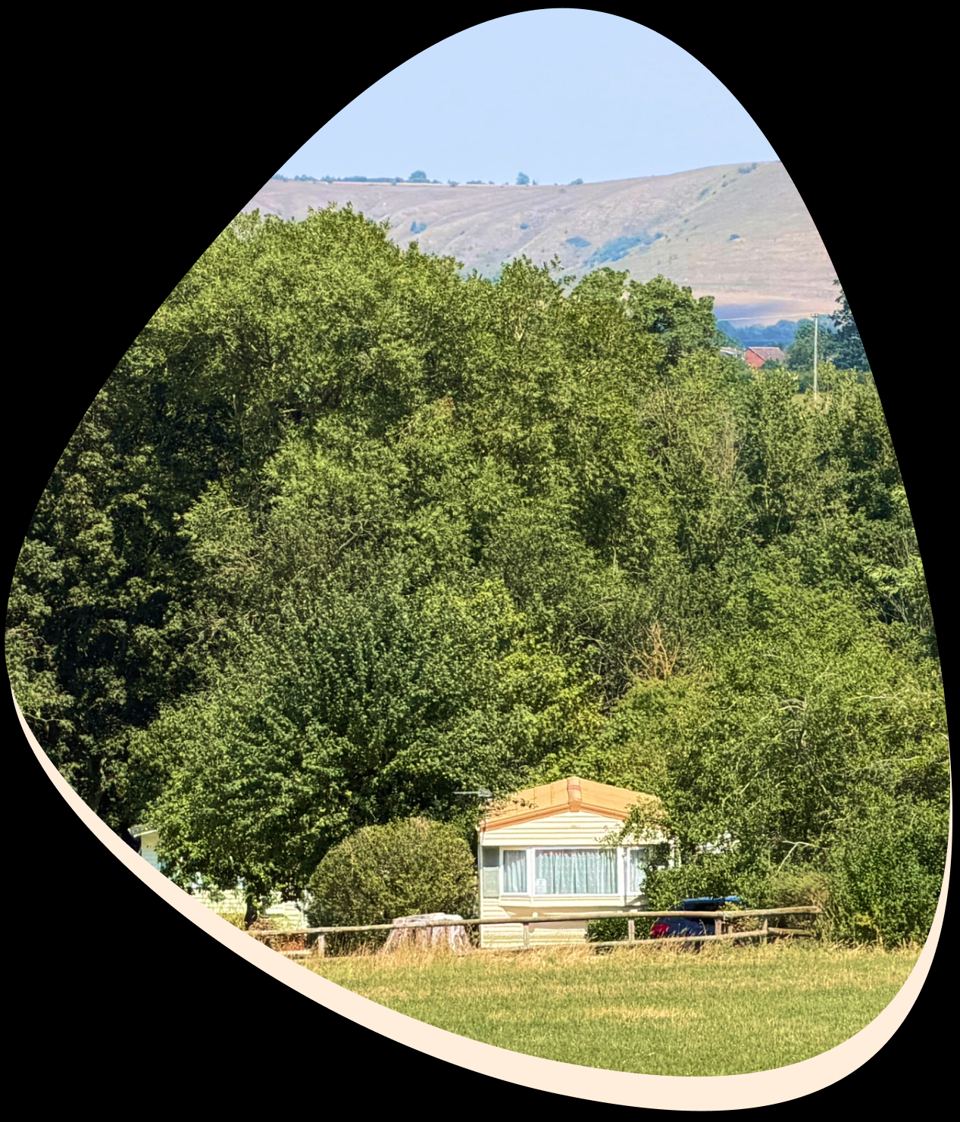 Mobile home beside the field