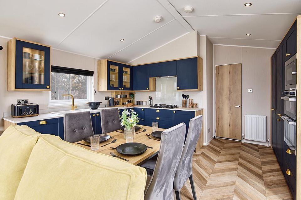 Caravan kitchen and dining area
