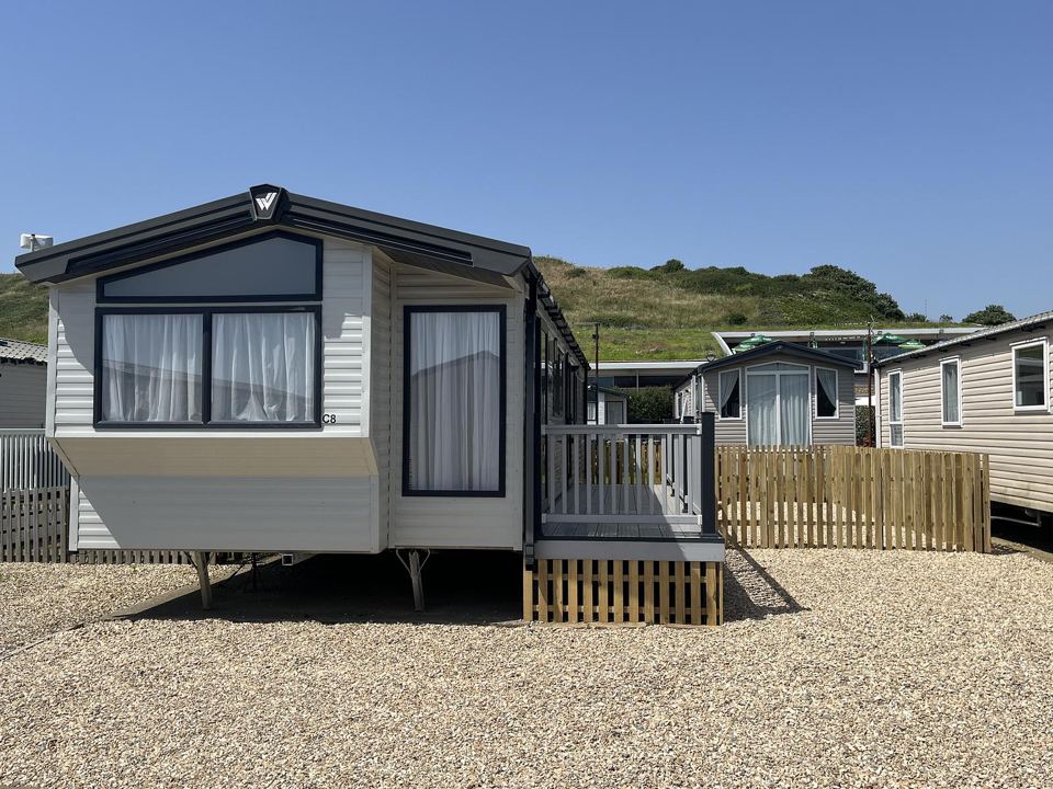 Caravan with decking