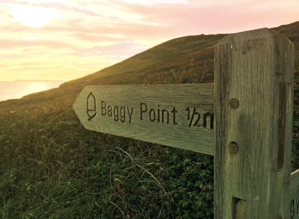 Footpath sign to Baggy Point
