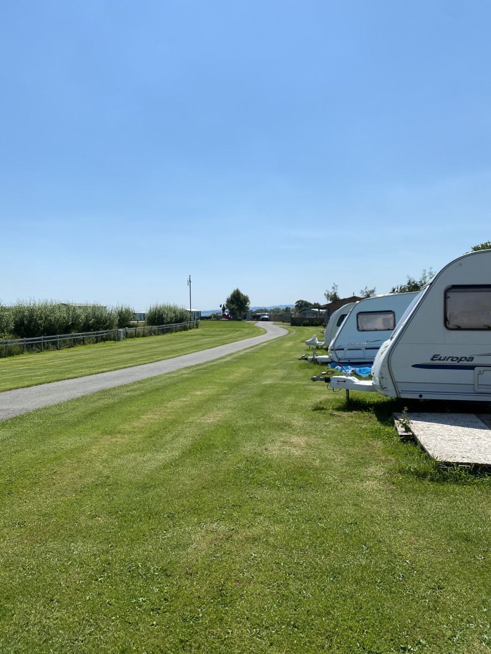 Grass pitches beside the road