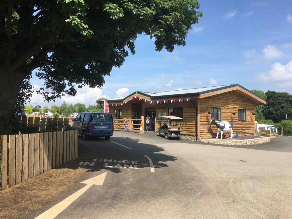 Log cabin reception and shop