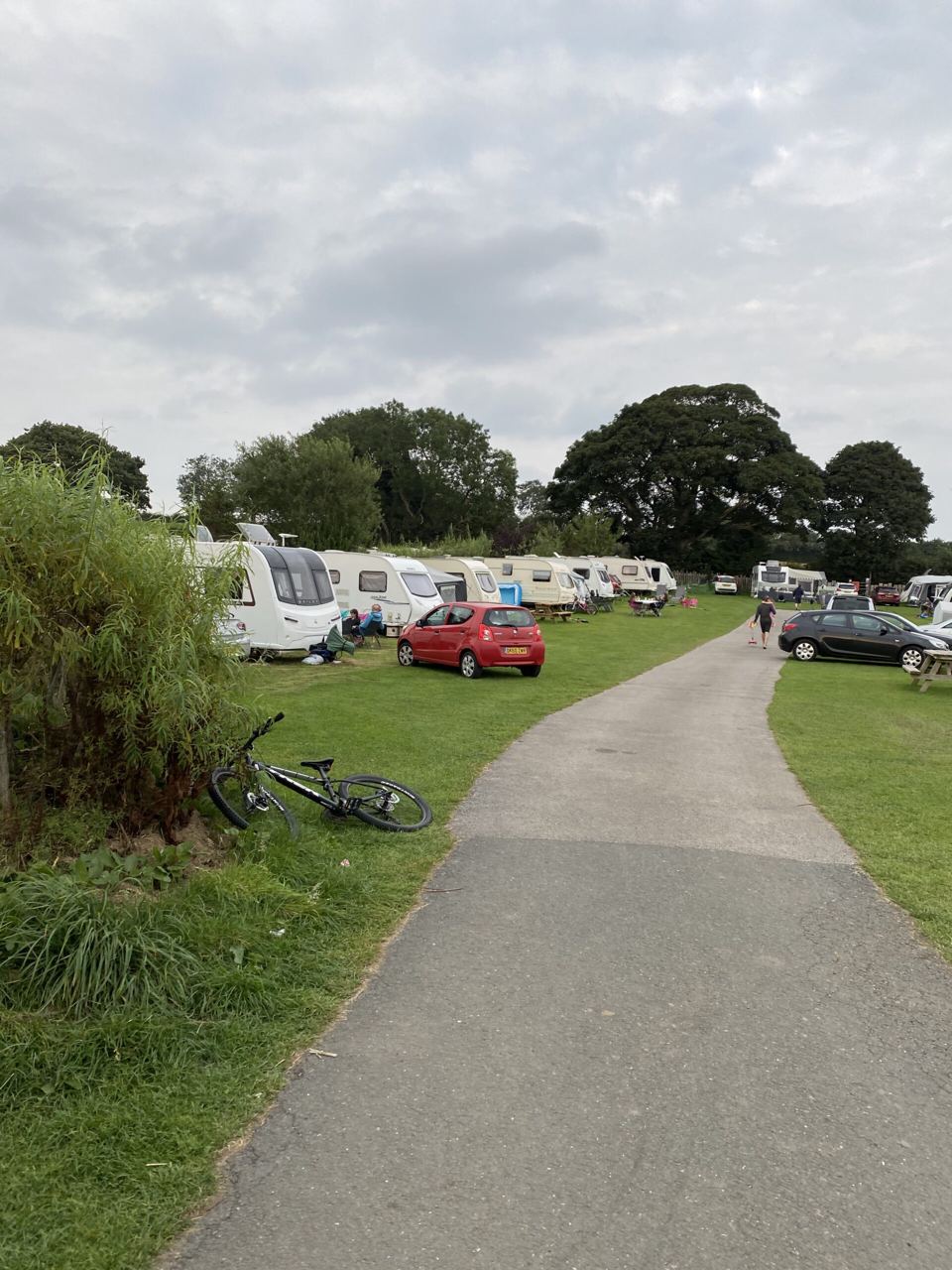 Tarmac road past the pitches