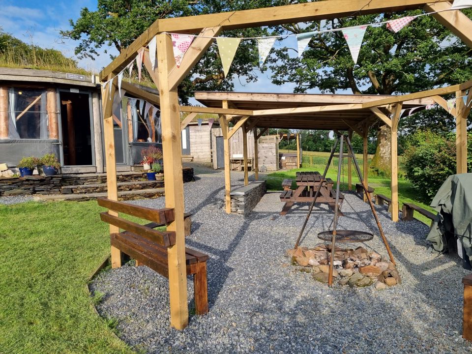 Fire pit under the shelter