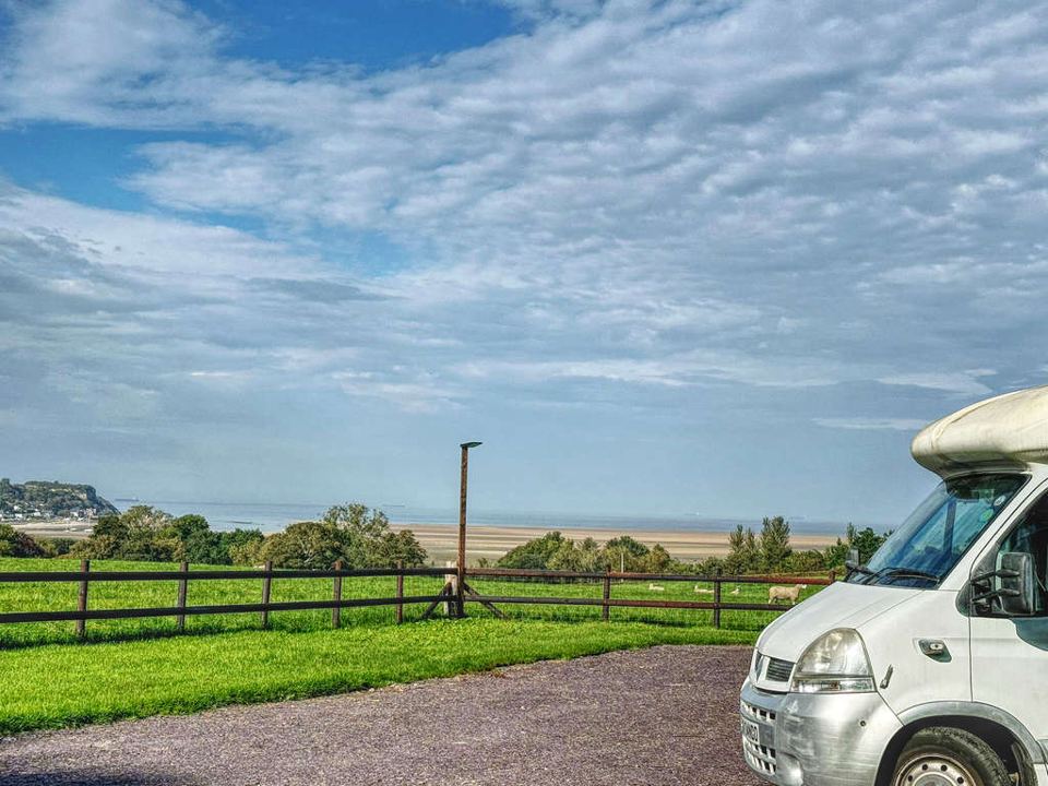 Motorhome on gravel pitch