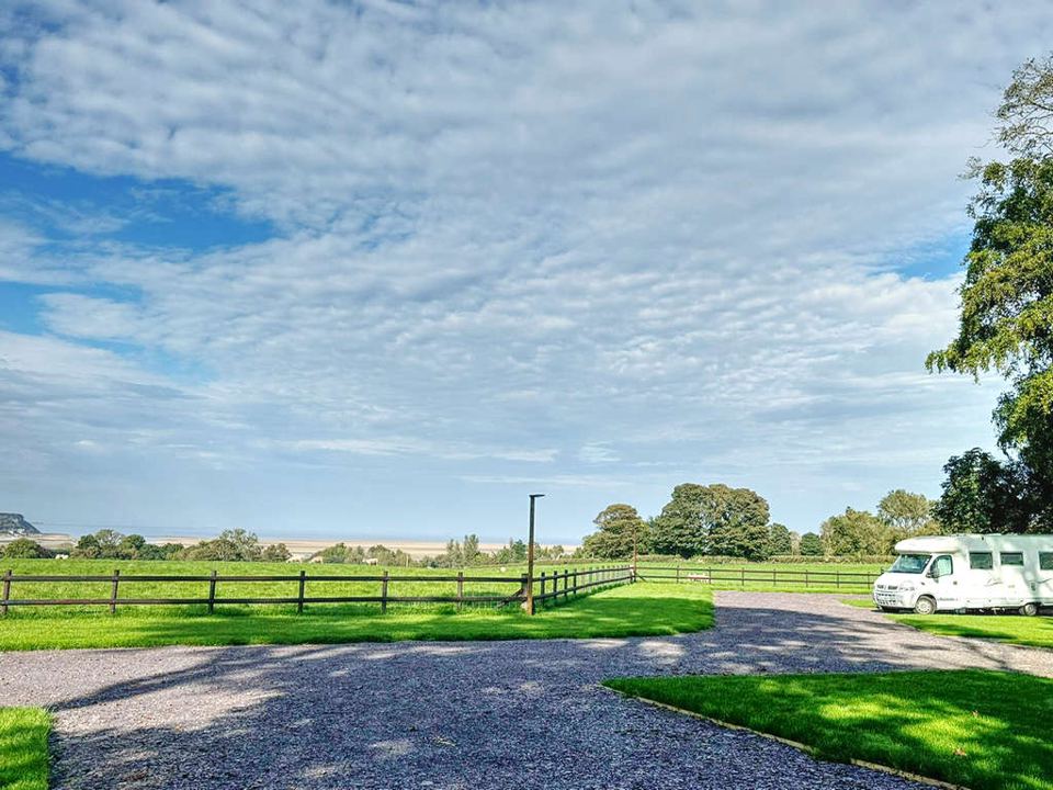 Motorhome pitch looking to the bay