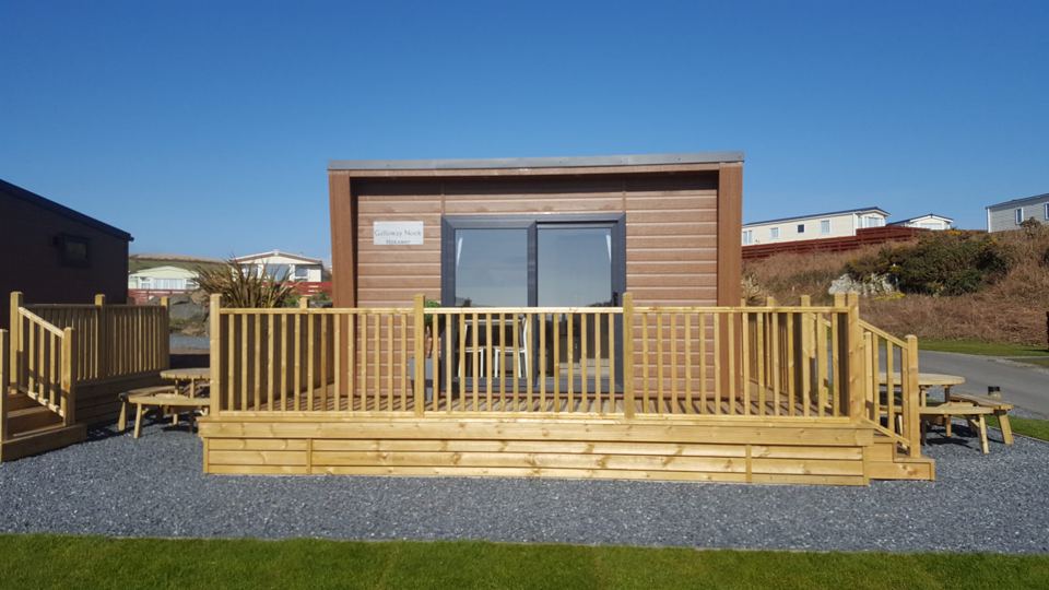 Timber lodge with decking