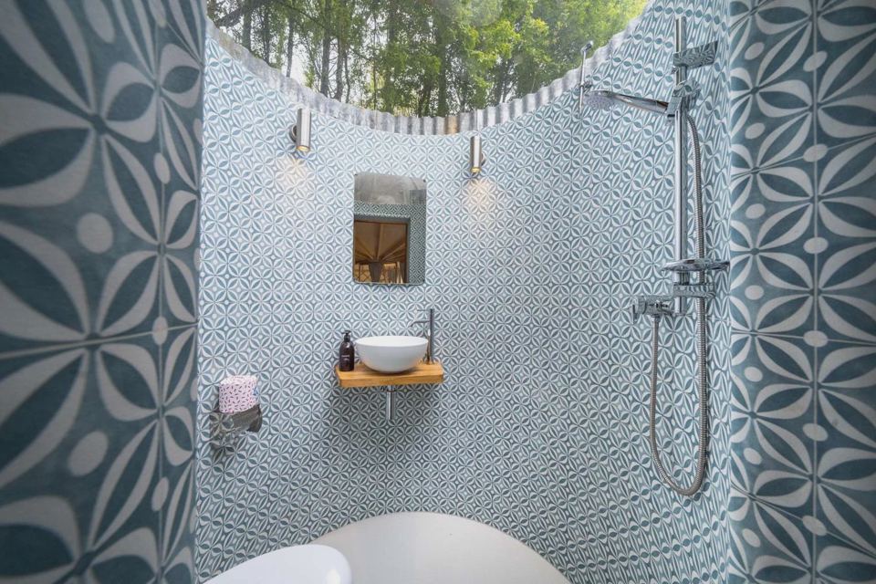 Tiled walk-in shower