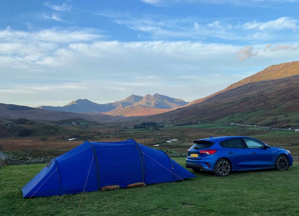 Tent with mountain view