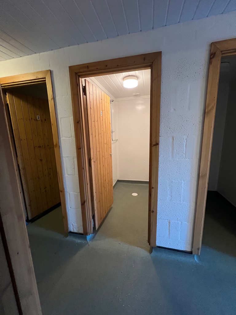 Inside the toilet block