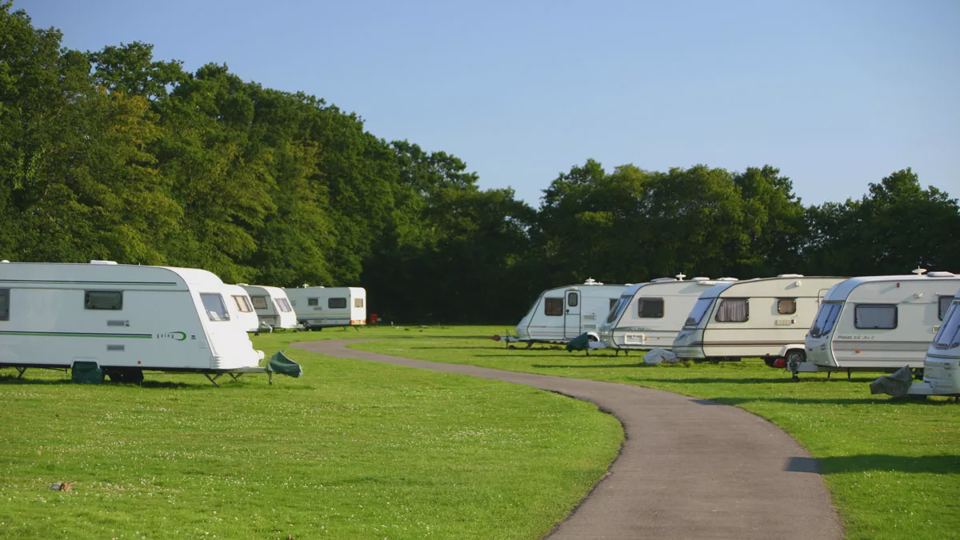 Caravans on a grass loop