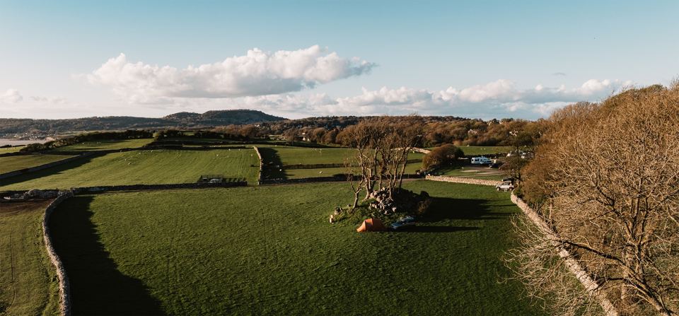 Farm fields towards the bay