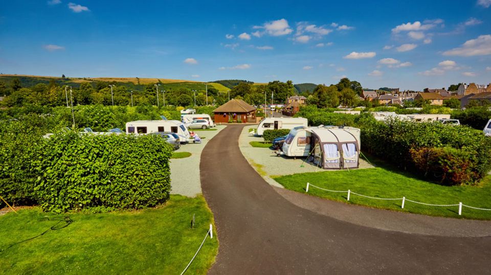 Caravan pitches beside the drive