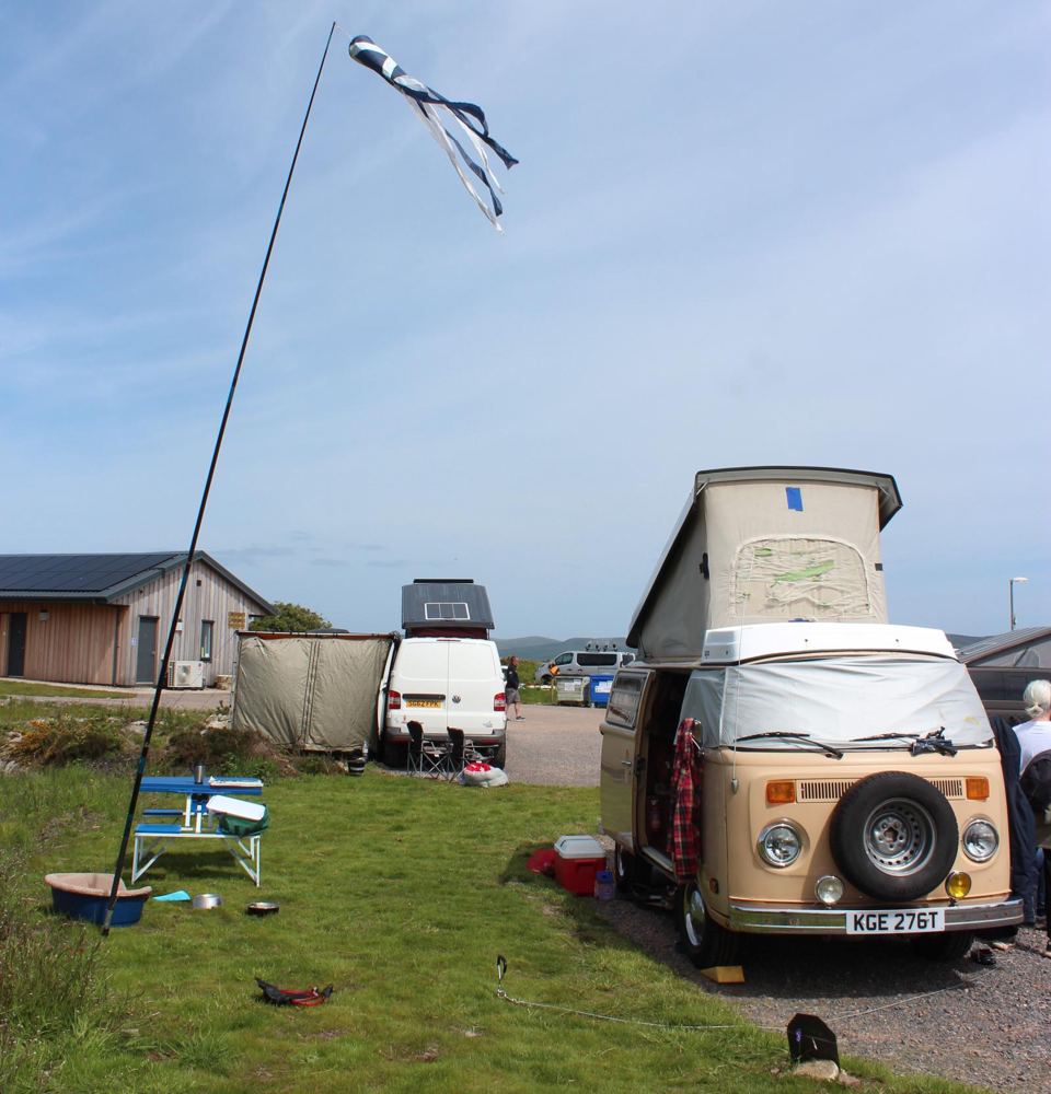 Campervan on a grass pitch