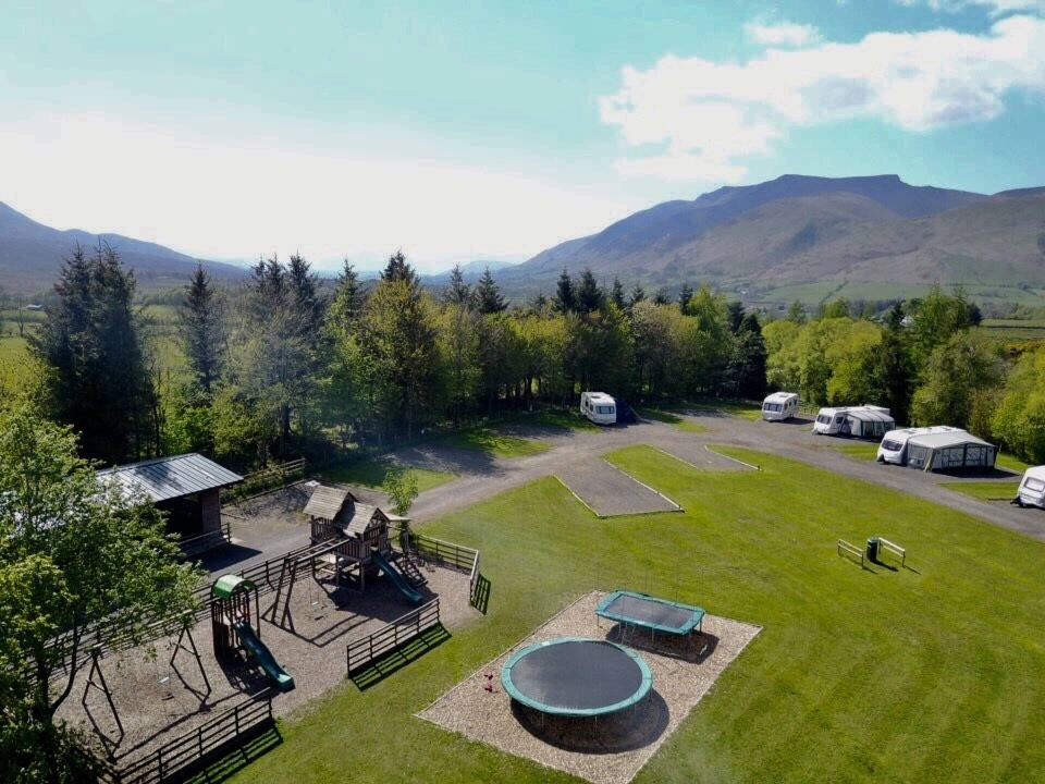 Aerial view of the pitches and play area