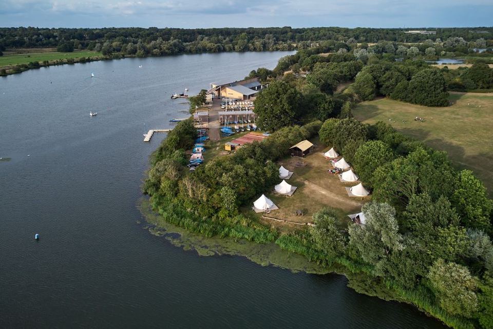 Campsite from above on the lake