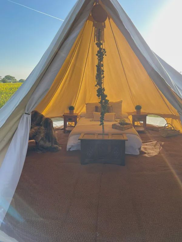 Inside the bell tent