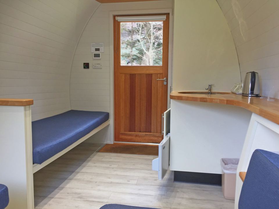 Pod door and kitchen corner
